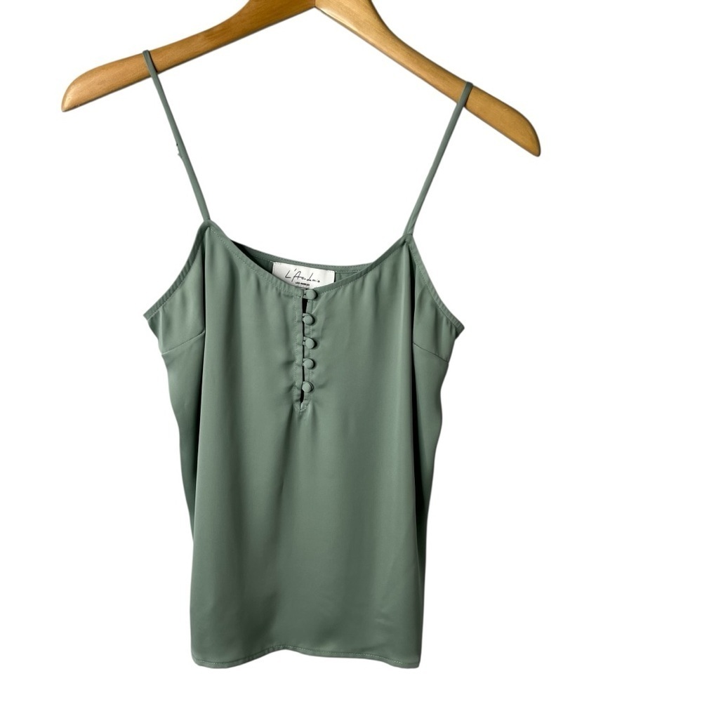 L’Academie The Button Cami Size XS Gray Green Layering
